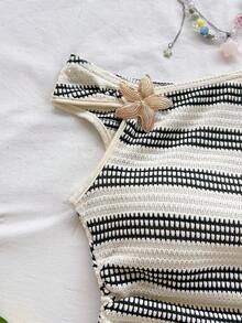 Soleia Bộ jumpsuit ngắn ôm sát cơ thể dành cho nữ, kiểu dáng thường ngày, kẻ sọc, gợi cảm, bất đối xứng vai, đính sao biển và kim loại trang trí, thích hợp cho bãi biển, du thuyền, kỳ nghỉ, hẹn hò, trà chiều, lễ hội âm nhạc, phong cách bohemian, nghỉ mát biển, mùa hè, trang phục lễ hội âm nhạc, đa năng cho mọi mùa, đi làm hàng ngày. - Nhiều màu - Xem 5