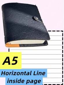 SHEIN Cuaderno de hojas sueltas A5/A6 con líneas horizontales/en blanco/cuadrícula, con una suave cubierta de piel desmontable para una escritura fluida y suave, útil para estudiantes, oficina y útiles escolares, vuelta al cole - Multicolor - Ver 26