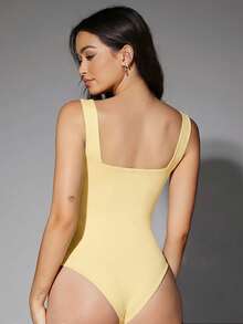 Silquee Body ajustado de verano sin mangas con cuello cuadrado - Amarillo claro - Ver 2