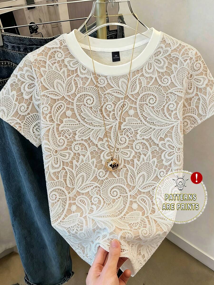 EMERY ROSE Áo thun ngắn tay in kỹ thuật số họa tiết trái tim và sọc dành cho nữ cỡ lớn - Nhiều màu - Xem 1