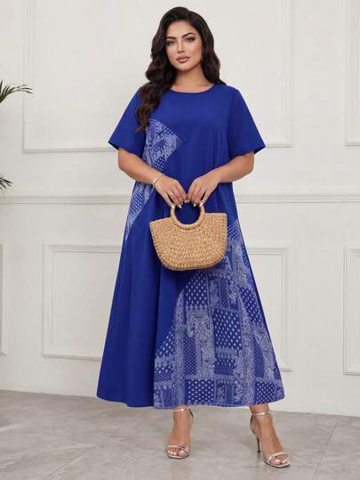 SHEIN Lady CURVE 大码短袖连衣裙，夏季时尚