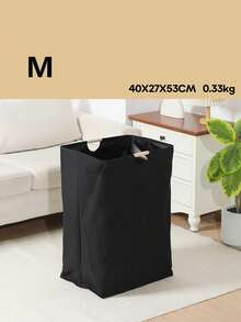 1pc Linen Dirty Clothes Basket, Foldable Handheld Fabric Laundry Hamper For Bedroom/Bathroom, Simple Design Collapsible Storage Basket, Large Capacity For Toys, Linens - Black - View 14