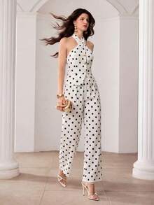 Modelyn Bộ trang phục tối giản dành cho nữ, thích hợp mặc hàng ngày hoặc dự tiệc, thiết kế mới mùa xuân/hè, không tay, màu trơn, dây chéo, cúc kim loại, set 2 mảnh thời trang gồm áo và quần. - trắng - Xem 6