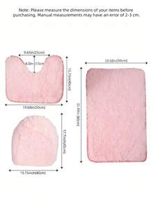 3 piezas Alfombra de baño y alfombra de inodoro absorbentes de unicolor, decoración del hogar para el baño, alfombra para exteriores, alfombra de puerta, decoración de otoño, alfombra, accesorios de baño, de vuelta a la escuela - Rosa Fucsia - Ver 2