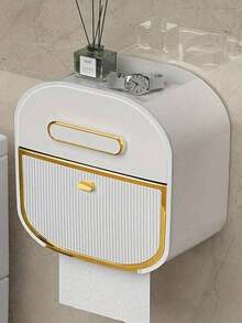 Maximize Bathroom Space: Stylish Wall-Mounted Toilet Paper Holder - Waterproof, No Drill Required, With Convenient Drawer, Easy Self-Adhesive Installation, Bathroom Decor, Autumn Decoration - Multicolor - View 7