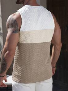 Manfinity CasualCool Áo tank top nam cổ tròn không tay phối màu phong cách nghỉ dưỡng, áo tank top thể thao bãi biển, áo thun tank top nam, món quà mùa hè dành cho bạn trai. - Nhiều màu - Xem 2