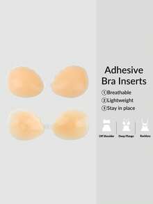 SHAPORA 1 Pair Women's Adhesive Silicone Shell Bra,Sticky Push Up Strapless Backless Bra For Black Tie,Wedding Guest,Summer,Beach,Festival,Lingerie Inserts - Brown - View 1