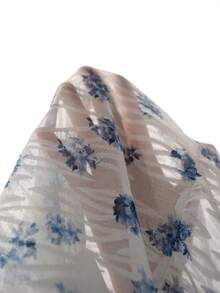 SHEIN Đầm hoa nhí kiểu Bohemian mùa hè, cổ vuông, tay cánh hoa - Màu xanh lam - Xem 7