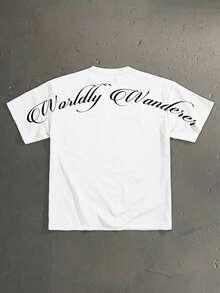 StoneGrade Men's Letter Print Casual Versatile Daily Wear Short Sleeve T-Shirt - White - View 1