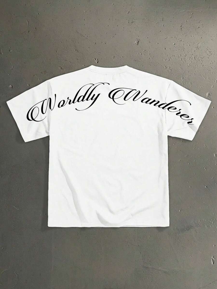 StoneGrade Men's Letter Print Casual Versatile Daily Wear Short Sleeve T-Shirt - White - View 1