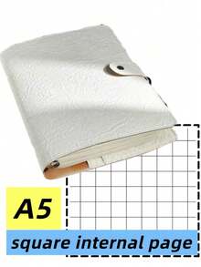 SHEIN Cuaderno de hojas sueltas A5/A6 con líneas horizontales/en blanco/cuadrícula, con una suave cubierta de piel desmontable para una escritura fluida y suave, útil para estudiantes, oficina y útiles escolares, vuelta al cole - Multicolor - Ver 27