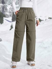 In My Nature Pantalones de senderismo casuales para mujer con cordón en la cintura - Gris Oscuro - Ver 4