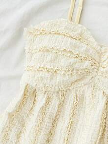 SHEIN Áo hai dây dệt kim màu vàng kem, kiểu dáng thường ngày, thích hợp cho nữ tuổi teen, thích hợp cho kỳ nghỉ hè. - Màu vàng - Xem 4