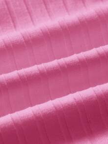 SHEIN BASICS 女士休闲纯色针织修身抹胸上衣 - 粉色 - 查看 4