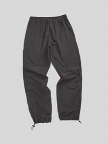 GymBeat Pantalones de chándal holgados con cordón en la cintura y estampado de letras para hombre - Gris - Ver 2
