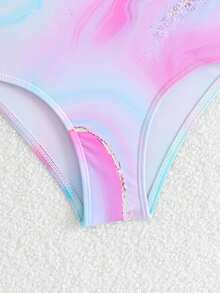 Bộ áo tắm liền quần in họa tiết nhuộm tie-dye cho bé gái, dây đeo rộng, cổ tròn, kiểu dáng giản dị, thanh lịch, duyên dáng, thích hợp cho bơi lội, kỳ nghỉ hè, bãi biển, hồ bơi, tiệc tùng. - Nhiều màu - Xem 4