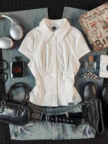 Attitoon Áo khoác cardigan nữ kiểu retro thường ngày, chất liệu 100% cotton, phong cách Y2K. - trắng - Xem 6