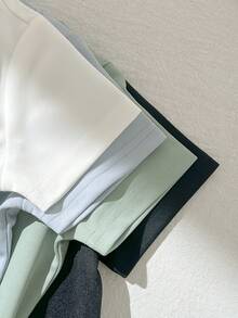 SHEIN 男女宝宝4件套纯色基础款圆领短袖针织T恤套装，舒适休闲百搭，适合春夏室内外活动 - 彩色 - 查看 5