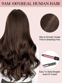 8PCS With 16 Clips Straight Clip In Hair Extensions 100% Real Human Hair Color 2# Dark Brown 12-18 Inch Double Weft Invisible Clip Hair Extensions Remy Natural Human Hair For Women Girl Daily Full Head Use - 2# - View 8