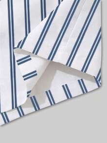 Genlund Bộ đồ nam 2 mảnh gồm áo polo tay ngắn phối màu và quần short kẻ sọc, họa tiết cây dừa, phong cách nghỉ dưỡng đi biển thường ngày. Bộ áo polo tay ngắn phối màu họa tiết cây dừa mùa hè + quần short kẻ sọc dọc 2 mảnh. - Nhiều màu - Xem 4