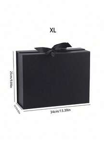 1 pieza Caja de regalo plegable de una sola pieza de cartón duro con lazo, elegante y resistente, decorativa para cumpleaños, vacaciones, cosméticos, fiestas, regalos, envoltura y almacenamiento en el hogar - Negro - Ver 11