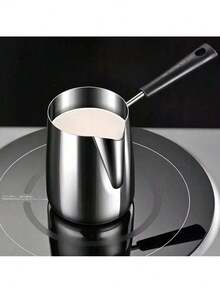 This Long-Handled Coffee Milk Frother Is Made Of  Stainless Steel, Features Double-Sided Markings, A Large Capacity, And A Heat-Resistant Design. It Can Also Be Used To Melt Wax. It's A Professional Coffee Tool And An Essential Item For The Start Of The School Year. - Silver - View 9