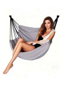 1 Outdoor And Indoor Hanging Hammocker, Swing Chair - Durable Textile Fabric, Soft Polyester Filling, Comfortable Oval Design, Suitable For Courtyards, Bedrooms, Dormitories, Gardens - Festival Gift, Courtyard Furniture | Festival Decoration Project | Sturdy Rope Hanging, Outdoor Courtyard Furniture - Multicolor - View 3