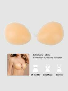 SHAPORA 1 Pair Women's Adhesive Silicone Shell Bra,Sticky Push Up Strapless Backless Bra For Black Tie,Wedding Guest,Summer,Beach,Festival,Lingerie Inserts - Brown - View 2