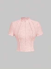 SHEIN MOD Chemise transparente en tricot jacquard à fleurs en dentelle blanche - Rêveuse et romantique, pour rendez-vous, soirée, été et printemps pour femmes, vacances, pique-nique, festival, tenue d'anniversaire - Multicolore - Voir 7