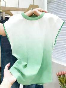 Women's Round Neck Contrast Trim 3D Floral Decor Casual Sexy Versatile Daily Wear Golf T-Shirt Teachers' Day White Summer - Multicolor - View 2