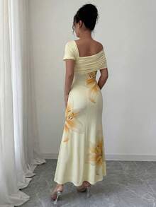 Modelyn Spring/Summer Off-Shoulder Floral Bodycon Dress, Elegant & Slimming - Multicolor - View 2