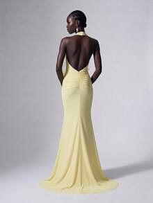 Elitara 无肩带长袖连衣裙，伴娘礼服（成人款） - 黃色 - 查看 3