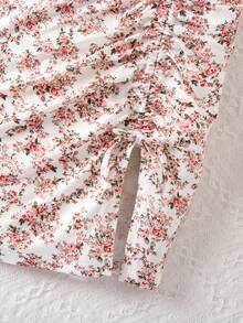Emery Rose Kids Emery Rose Kids 女童两件套：纯色针织圆领修身休闲T恤和碎花迷你裙 - 彩色 - 查看 7
