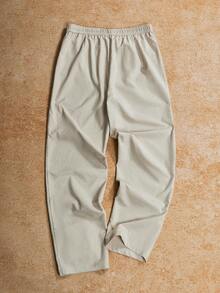 VENTUSAIL Men's Solid Color Casual Linen Pants,Beige Autumn Loose Fit Drawstring Lightweight Beach Vacation Holiday,Old Money Vintage Style,Spring To Summer - Apricot - View 5