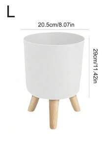 Maceta redonda con sistema de autorriego y drenaje para plantas, con patas de madera, para plantas de interior y bonsái, estilo moderno - Tipo 1 - Ver 9