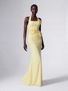 Elitara 无肩带长袖连衣裙，伴娘礼服（成人款） - 黃色 - 查看 5