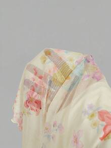 SHEIN MOD 女士花卉印花优雅收腰中长吊带连衣裙，适合派对穿着 - 淡黃色 - 查看 10