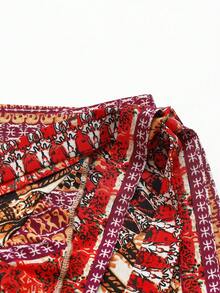 GlowEve CURVE Plus Size Women's Floral Print Ruffle Tie-Waist A-Line Skirt, Vacation Gym Brown Summer - Multicolor - View 4
