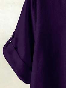 EMERY ROSE 大码女式纯色V领上衣和印花阔腿裤两件套休闲套装 - 彩色 - 查看 5