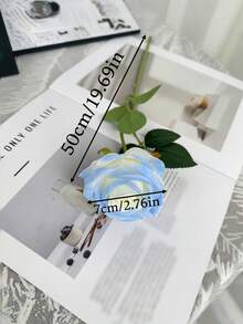 20Pcs Blue & White 20 Inch Artificial Roses, High-End Faux Roses, Ideal For Home, Room, Table, Wedding Decor, Bridal Bouquets, Wrist Corsages And Flower Arrangements, Perfect For Living Room, Dining Room, Bedroom And Vase Decor - Blue and White - View 2