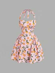 MOD Vestido largo bandeau de lunares para mujer, minimalista y de moda, adecuado para el verano, vestido de lunares - Rosa Pálido - Ver 6