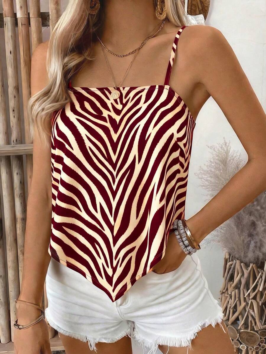 Selamara Camiseta de tirantes con estampado de cebra, regalo para amigos - Multicolor - Ver 1