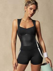 VARSITIE Rygglös Ärmlös Sparkdräkt - Svart och Vitt - Visa 8