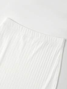 Franclia Women's Summer Polka Dot Bow Tie Collar Ribbed Short Sleeve T-Shirt And Mini Skirt 2-Piece Set - White - View 8