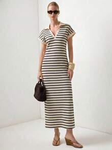 Briarwyn 女士休闲条纹开衩连衣裙 - 彩色 - 查看 2