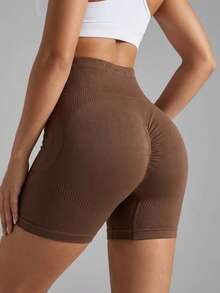 Easithlete Quần short tập yoga co giãn cao cấp không đường may - màu nâu - Xem 5