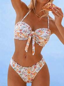 Swim Mod Bộ bikini in họa tiết gân sọc thời trang với thiết kế bèo nhún, gợi cảm và được ưa chuộng cho mùa xuân/hè. - Nhiều màu - Xem 4