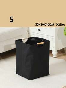 1pc Linen Dirty Clothes Basket, Foldable Handheld Fabric Laundry Hamper For Bedroom/Bathroom, Simple Design Collapsible Storage Basket, Large Capacity For Toys, Linens - Black - View 15