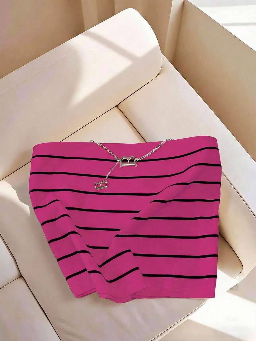 Everyssa Women's Striped Casual Versatile Daily Wear Tube Top - Multicolor - View 1