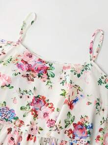 Franclia Vestido de tirantes con volantes y estampado floral elegante, para primavera/verano - Multicolor - Ver 8